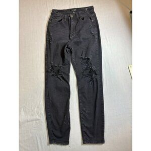 Judy Blue Jeans Womens 5/27 Distressed Black Denim Boyfriend Fit